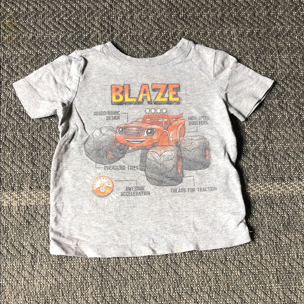 Old Navy Gray Tee with Orange Blaze Monster Truck Graphic